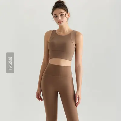Weiman New Style Комплект для йоги из двух предметов, высококлассный вид, можно носить на улице, спортивная беговая облегающая одежда для пилатеса и йоги для женщин - 6