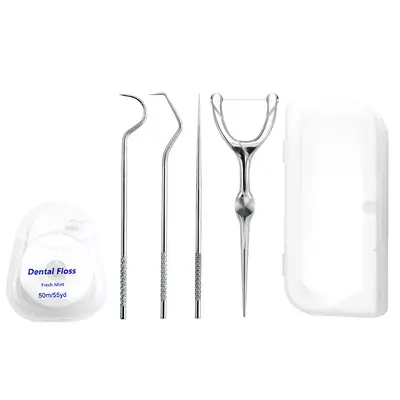 Zahnseide und Zahnstocher Edelstahl-Set - 12