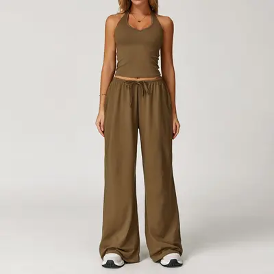 Women's Yoga Set, Quick-Dry Open-Back Tank and Leggings, Model 3058 - 12