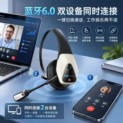 Grenzüberschreitender neuer Hit Bluetooth-Kopfhörer für Lastwagenfahrer Konferenz Noise Cancelling Headset Mono-Kopfbügel Bluetooth 6.0