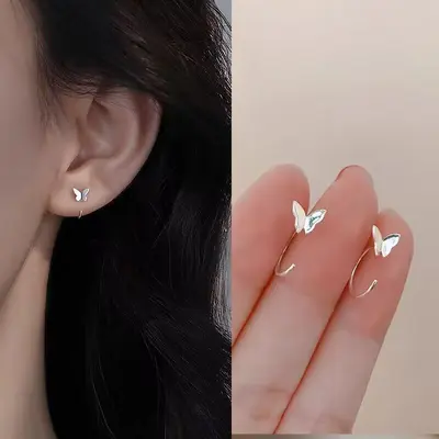 S999 Silberohrring klein elegant reines Silber hochwertiges Gefühl Perlenschmuck Ohrringe ohrlochdehnung schlafen verschleißfest Ohrknorpelstecker Ohrstecker