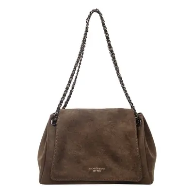 Women's Large Handbag, Suede-Look, Chain Underarm Bag, Autumn Winter - 9