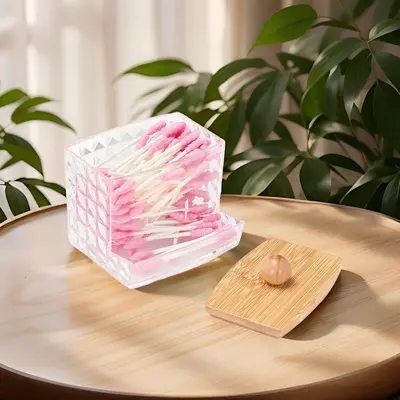 Rechteckige Wattestäbchen-Box mit Deckel, Makeup-Aufbewahrungsset