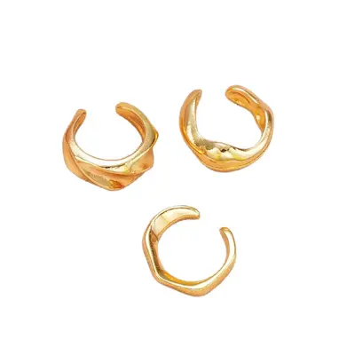 Schlichtes Ohrclip-Set mit unregelmäßigen Linien, 3-teilig