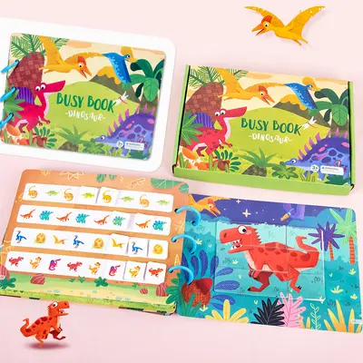 Toptan aydınlatıcı erken eğitim dinozor hayvan sessiz meşgul kitap çocuklar meşgul kitabı eğitici oyuncaklar tekrarlanabilir yapıştır kitap - 5