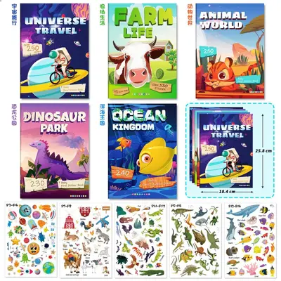 Sticker Book for Children, Quiet Book for Object Recognition and Concentration, English - 3