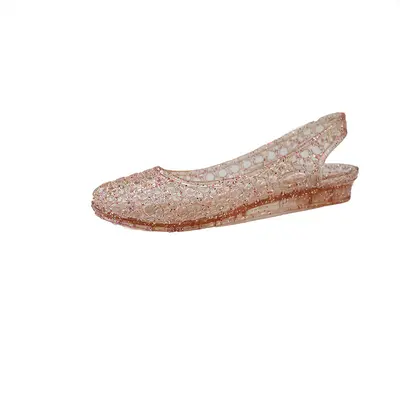 Kadın oyuklu plastik sandalet, nefes alabilen, burnu kapalı, düz taban