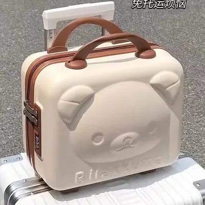 Bear cosmetic bag 14 inch mini suitcase small luggage souvenir cartoon storage cosmetic bag password box