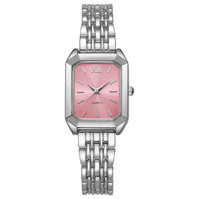 Women's square quartz watch, steel strap, illuminated dial - 12