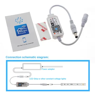 WiFi tek renkli LED şerit dimmer kontrol cihazı, Alexa sesli kontrol uyumlu