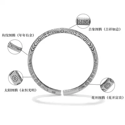 Massives Silberarmband mit Glückstotem, ethnischer Stil, handgefertigt - 5