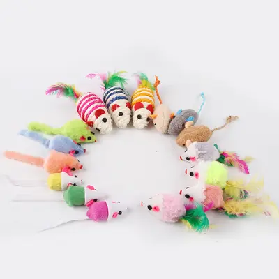 Boxed Cat Toy Set with Sisal Mice and Feather Teasers - 6