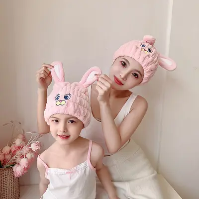 Douyin popüler çocuk saç kurutma başlığı unicorn tavşan toptan mercan kadife emici karikatür sevimli kadınlar ve yetişkinler için duş başlığı