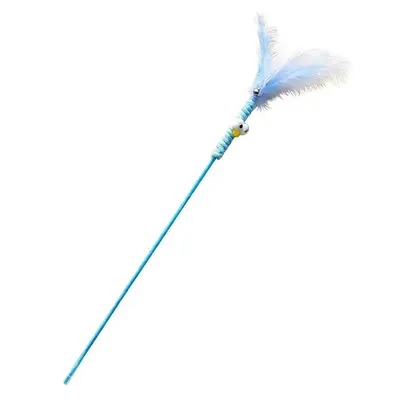 Feather Teaser Wand Cat Toy with Big Eyes and Bell, Self-Play - 8