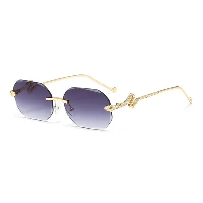 Frameless Multi-Facet Cut-Edge Sunglasses with Snake-Leg Temples - 7