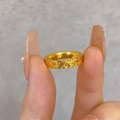 Sand gold crushed ice women's ring, narrow and wide versions - 11