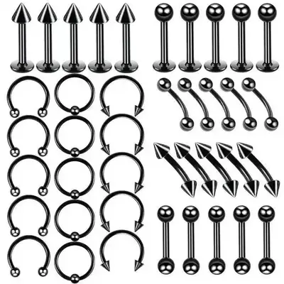 Stainless Steel Piercing Set, 40 Pieces Mixed - 9
