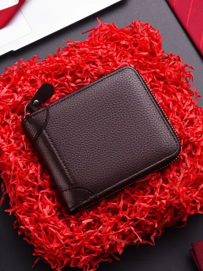Erkek Minimalist Kısa Cüzdan, Fermuarlı Bozuk Para Bölmeli ve Çok Kartlıklı - 6