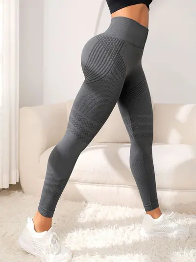 Amazon yeni yüksek belli dikişsiz yoga pantolonları kadınlar için şeftali popo kaldırma pantolonları sıkı spor koşu fitness pantolonları toptan - 7