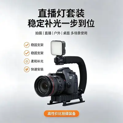 Handheld Stabilizer Kit with Fill Light, Microphone, Phone Camera Mount for Live Streaming Photography Multi-functional Portable Device