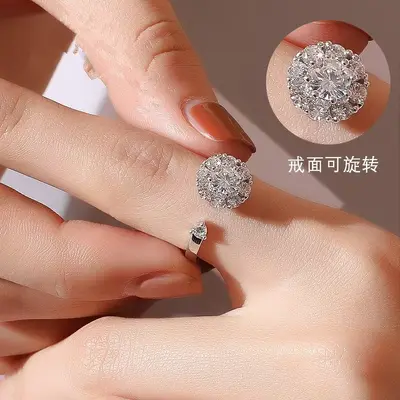 Rotating ring for women with rhinestones - 1