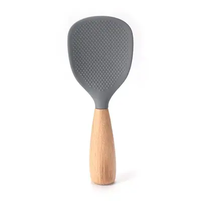 Silicone Rice Spoon, Non-Stick, Heat Resistant, Wooden Handle - 12