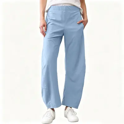 Damen Schnelltrocknende 7/8 Haremshose mit weitem Bein und elastischem Bund - 12