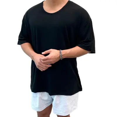 Herren-T-Shirt aus Baumwolle, große Größe, locker geschnitten, kurzarm