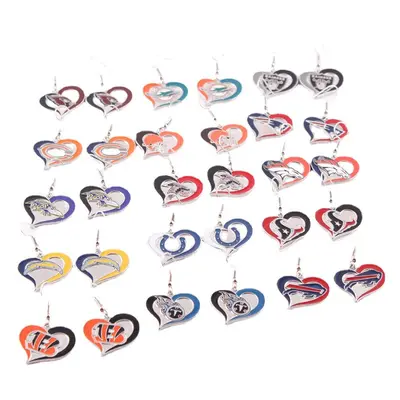 NFL Peach Heart Drop Oil 32 Sports Team Series Earrings with Cowboys, Steelers, Pirates, Seahawks and Other Team Logos