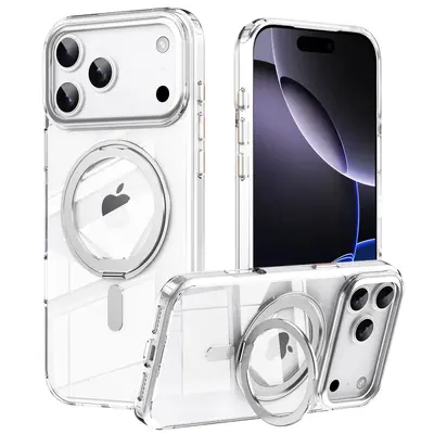 Apple 17Pro cep telefonu kılıfına uygun, 360 derece dönebilen manyetik standlı, iPhone16Promax düşmeye karşı koruyucu kılıf - 8