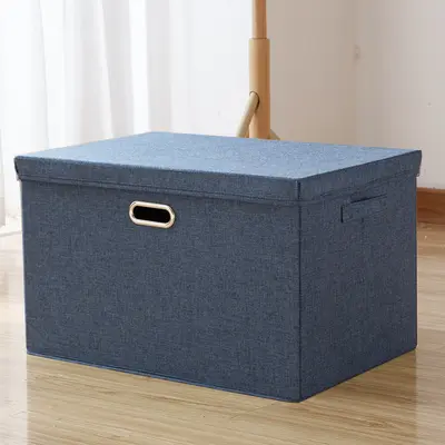 Foldable fabric clothing storage box with lid and drawers - 12