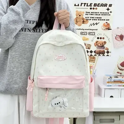 Süßer leichter Schulrucksack im japanischen Stil, großes Fassungsvermögen - 13