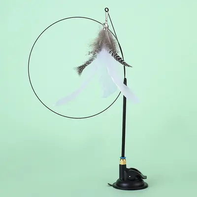 Strong Suction Cup Cat Teaser Wand, Detachable Long Pole, Self-Play - 12