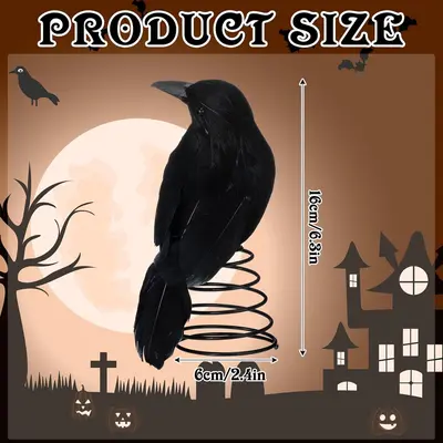 Halloween Simulated Crow Tree Topper and Spiral Decoration - 2