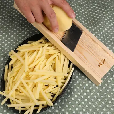 5mm wire vegetable slicer, potato grater, wooden cutting board scraper set - 5