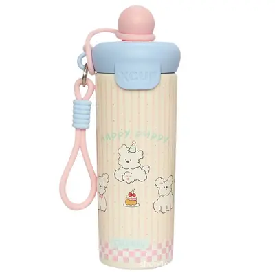 Hochwertige niedliche Cartoon-Schwimmball-Tasse aus 316er Edelstahl mit großem Fassungsvermögen, Thermosbecher für tragbar, Outdoor, mit Trageschlaufe und Strohhalm-Tasse - 6