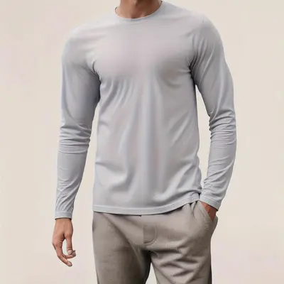 Herren-Langarm-Sonnenschutz-T-Shirt, schnelltrocknend, Rundhals, Frühling Herbst