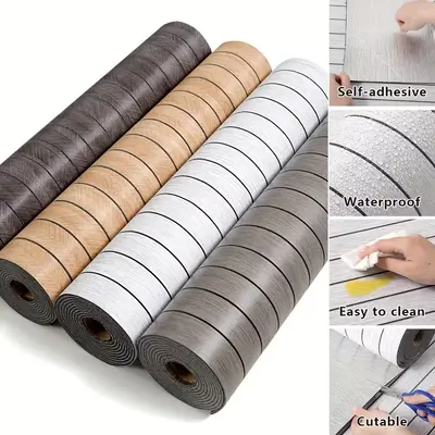 3D Self-Adhesive Wood Grain Wall Sticker, Waterproof