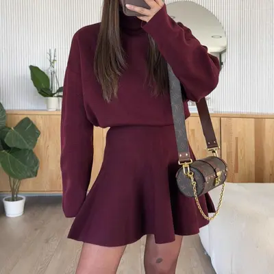 Women's Korean Style Knit Two-Piece Sports Suit