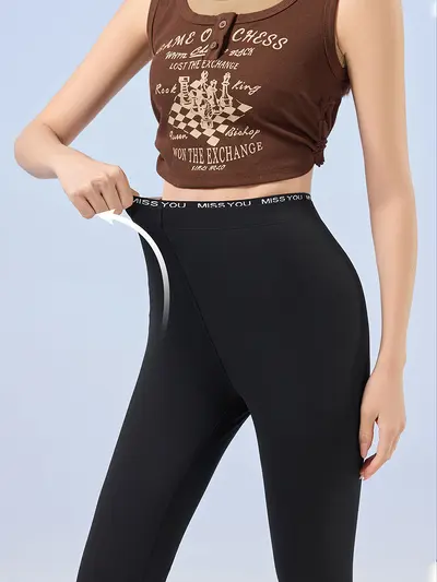 Wine Red Women's High-Waist Elastic Shark Pants for Spring and Autumn - 4