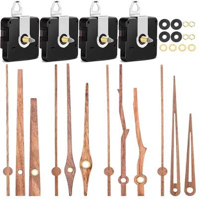DIY Silent Wall Clock Movement, Long Shaft Sweep Second Hand, 4 Models with Walnut Wood Ha - 9