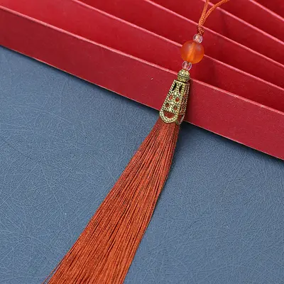 15 cm pagoda şapkası püsküllü antik stil kolye - 12