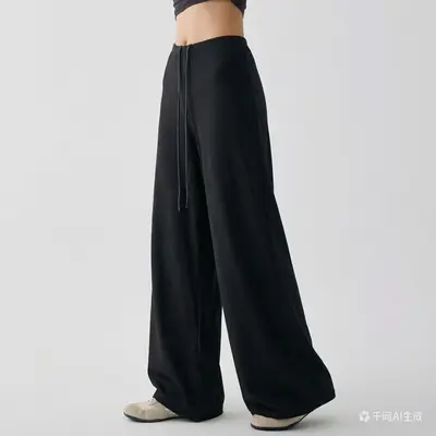 健身裤女垂感宽松阔腿显瘦加长跑步业余训练长裤普拉提瑜伽服A款 - 7