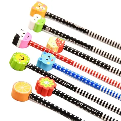 HB Pencil Set with Eraser Tops, Cartoon Design for Children