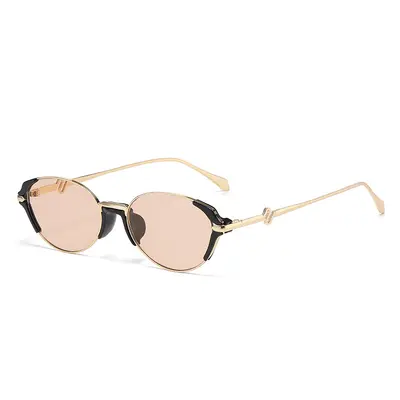 Small Brown Narrow Oval Polarized Sunglasses for Women, Retro Style - 9