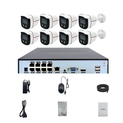 8 kanallı poe güvenlik kamerası seti 4k yüksek çözünürlüklü tam renkli kayıt ev dış mekan su geçirmez cep telefonu uzaktan izleme cihazı - 7