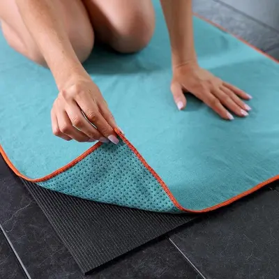Kalın kaymaz yoga battaniyesi, makinede yıkanabilir, katlanabilir