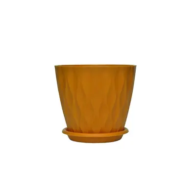 Plastic Planter with Saucer, Scandinavian Style White, Large Plant Pot - 11