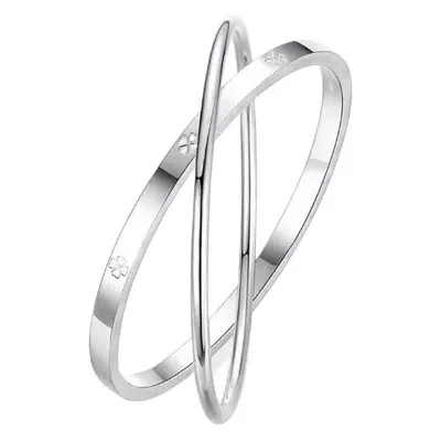 Four-leaf clover bracelet with double ring - 6