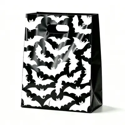 Halloween Black Plastic Handbag, Pumpkin Candy Bag - 10